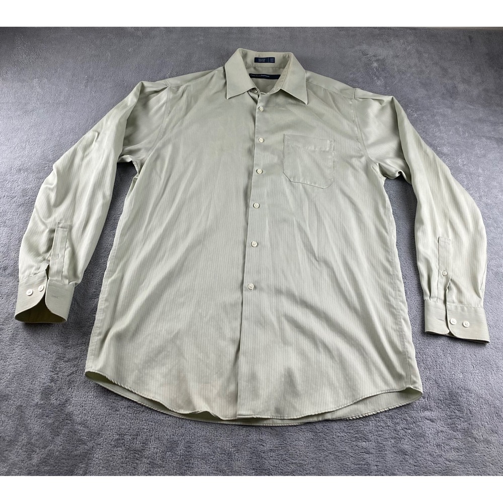Perry Ellis Portfolio Mens L. Wrinkle Free 100% Cotton Striped Button Down Shirt